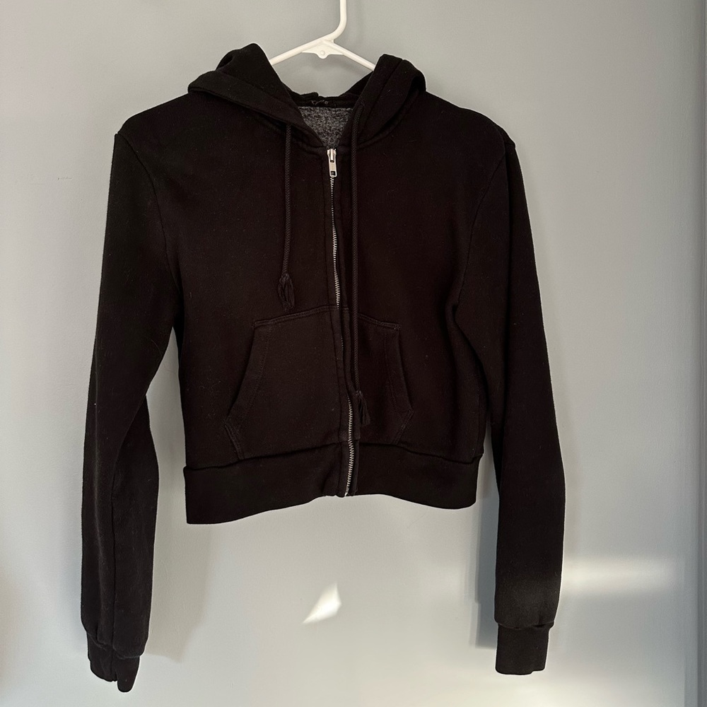Brandy Melville Cropped Zip Up Hoodie
